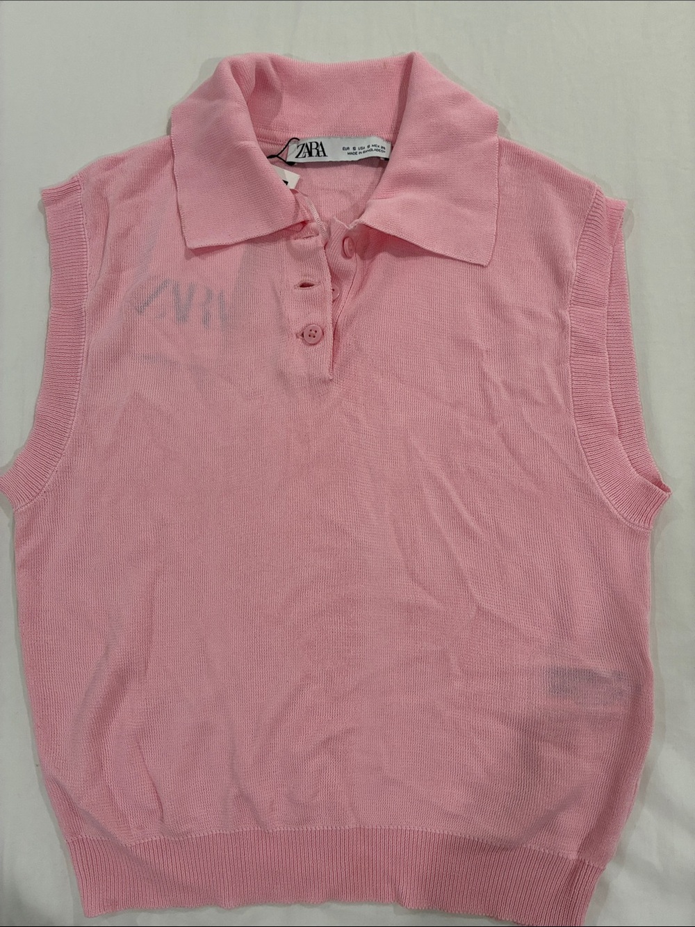 Zara Pastel Pink Sleeveless Polo Knit